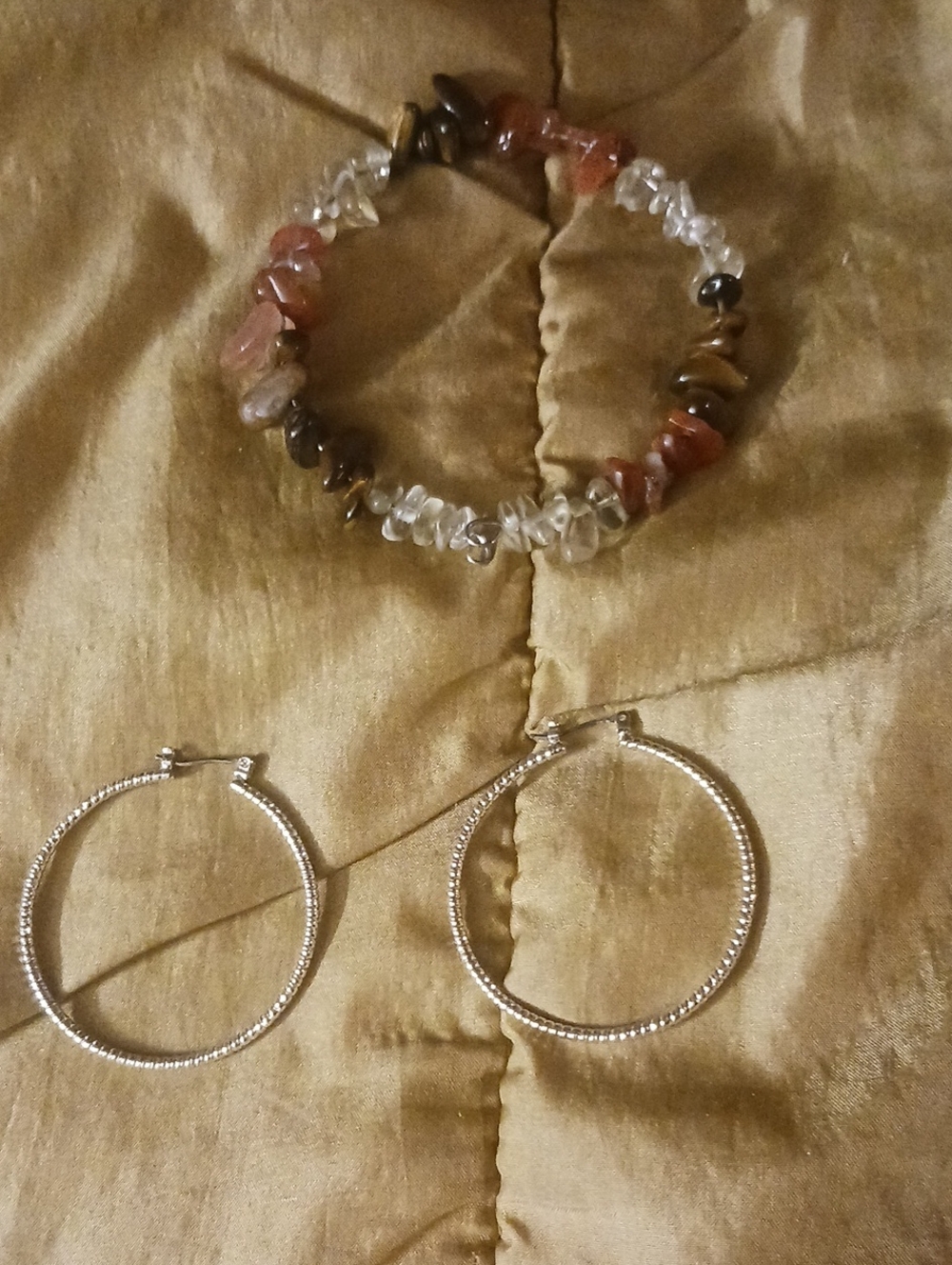 Silver-Tone Textured Hoop Earrings - Silver